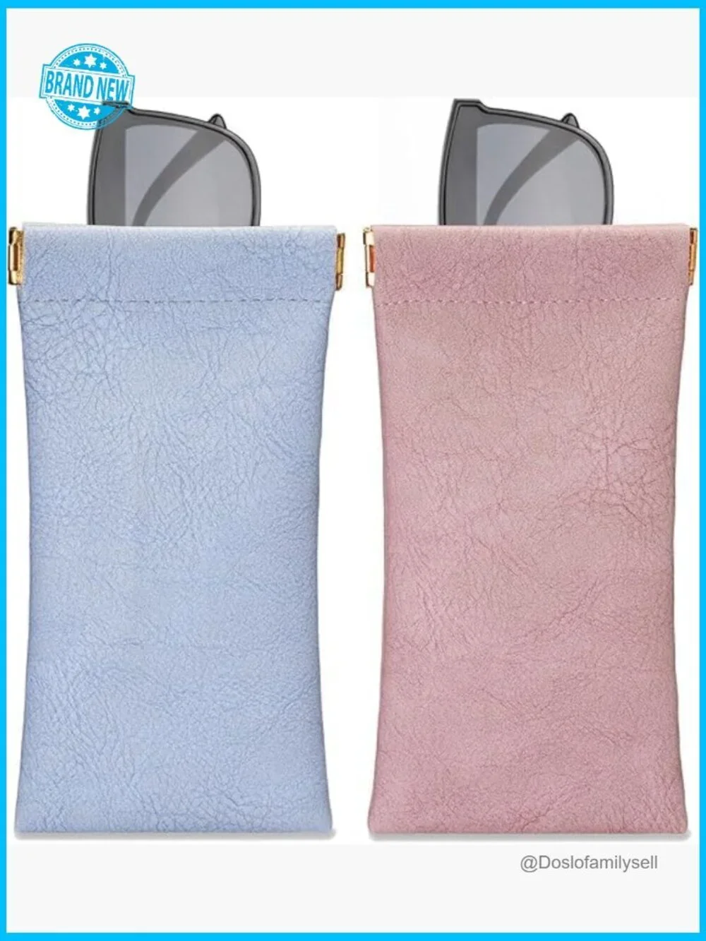Leather Squeeze Top Glasses Cases Portable Eyewear Pouch Set Minimal Chic
